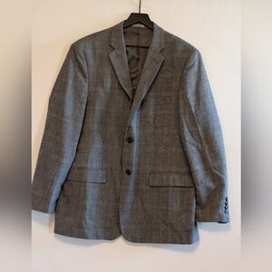 Adolfo Plaid Merino Wool Blazer Sport Coat Mens 2 Button Super 130's Office Work